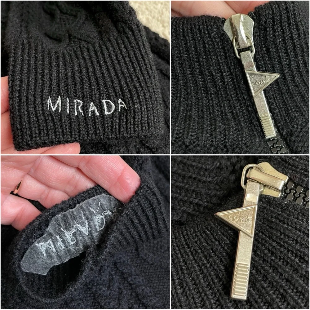 Vintage Como Sport Merino Wool Cable Knit Full Zip Sweater Mirada Made in Italy - Picture 7 of 16